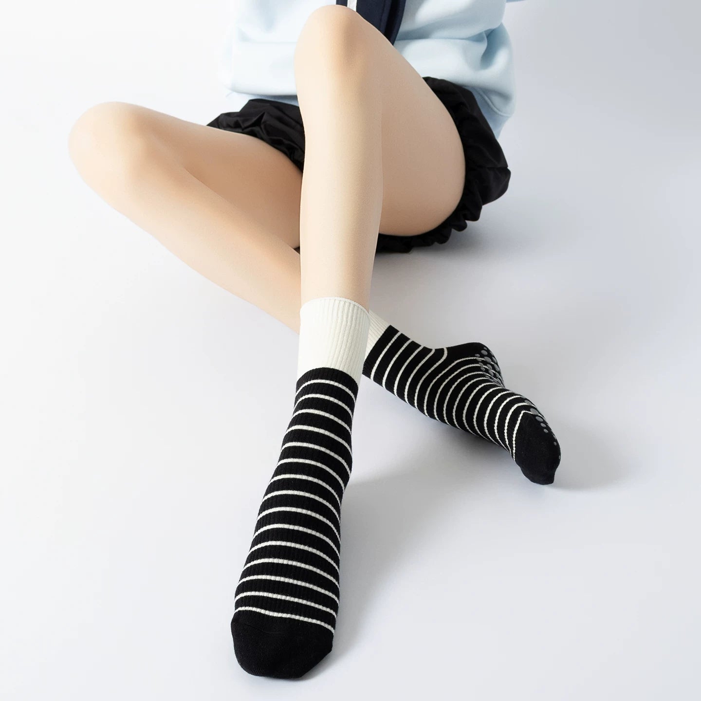 Crystorax | Striped Contrast Non-Slip Yoga Socks for Women, Lightweight Summer Pilates Socks for Indoor Fitness
