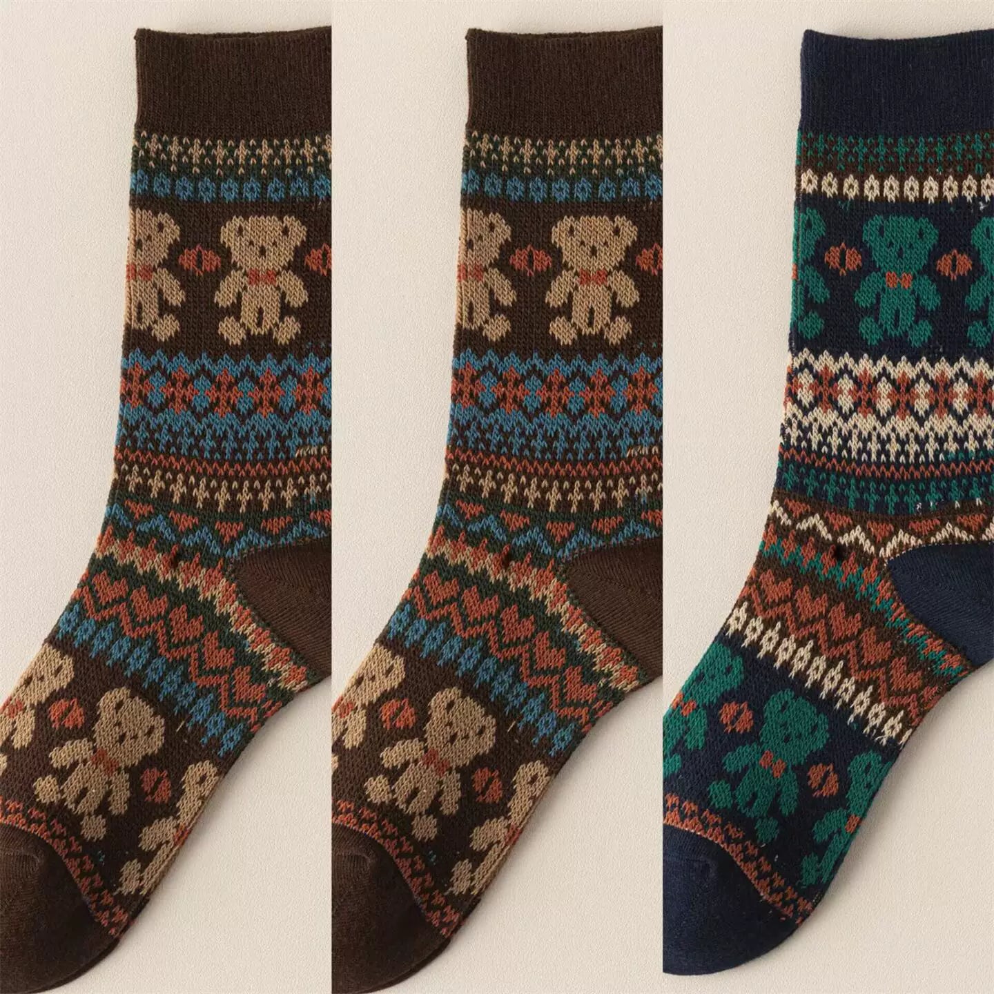 Crystorax | Thick Cotton Mid-Calf Socks with Double-Knit Pile for Women