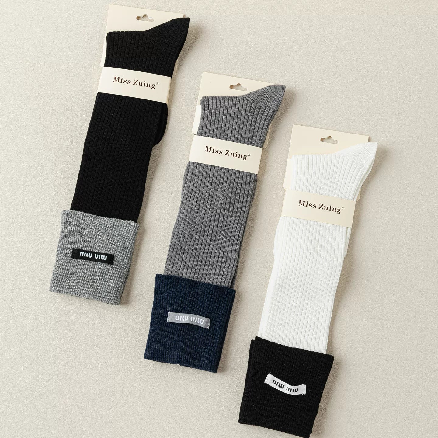 Crystorax | Calf-Length Socks for Women with Fold-Over Knit Detail