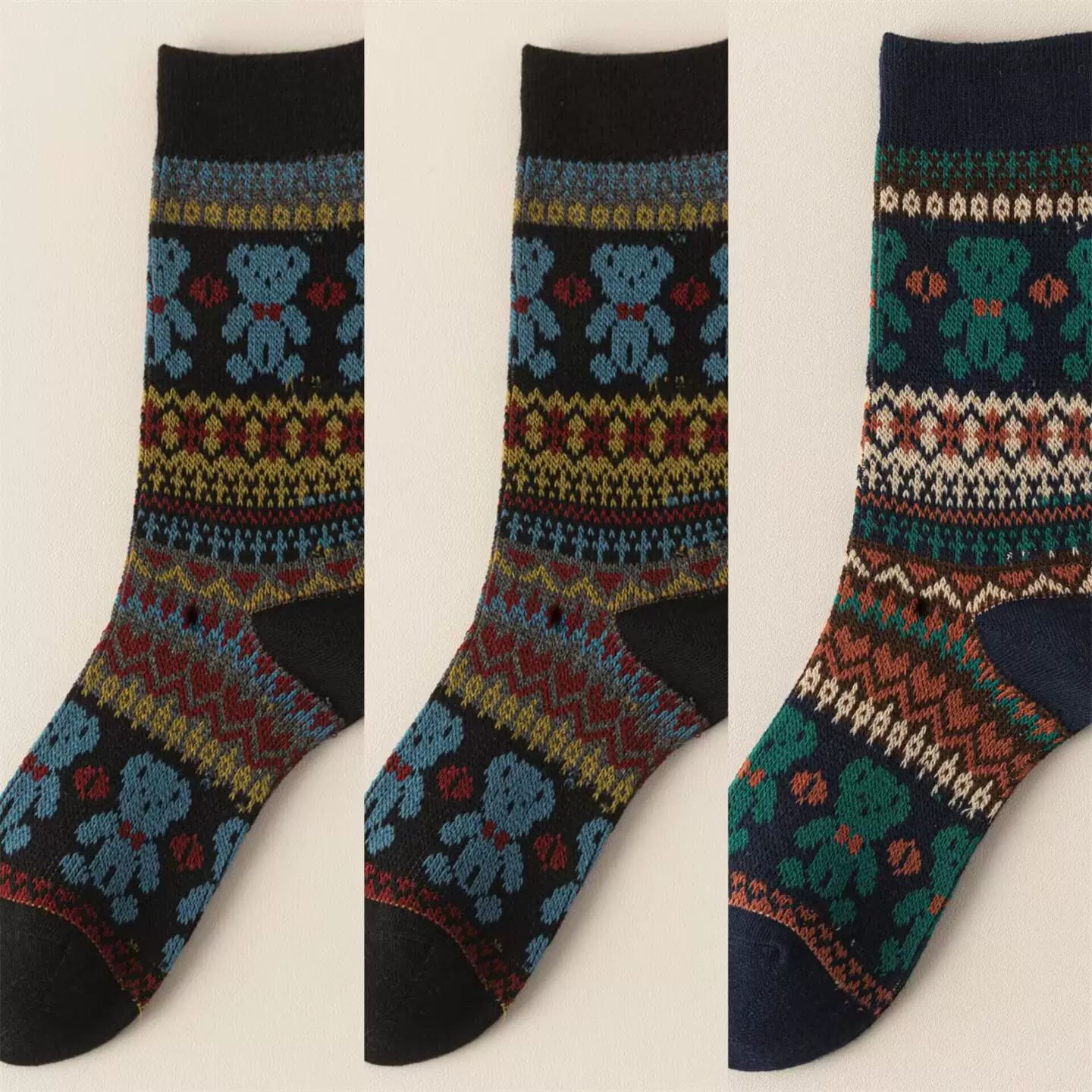 Crystorax | Thick Cotton Mid-Calf Socks with Double-Knit Pile for Women