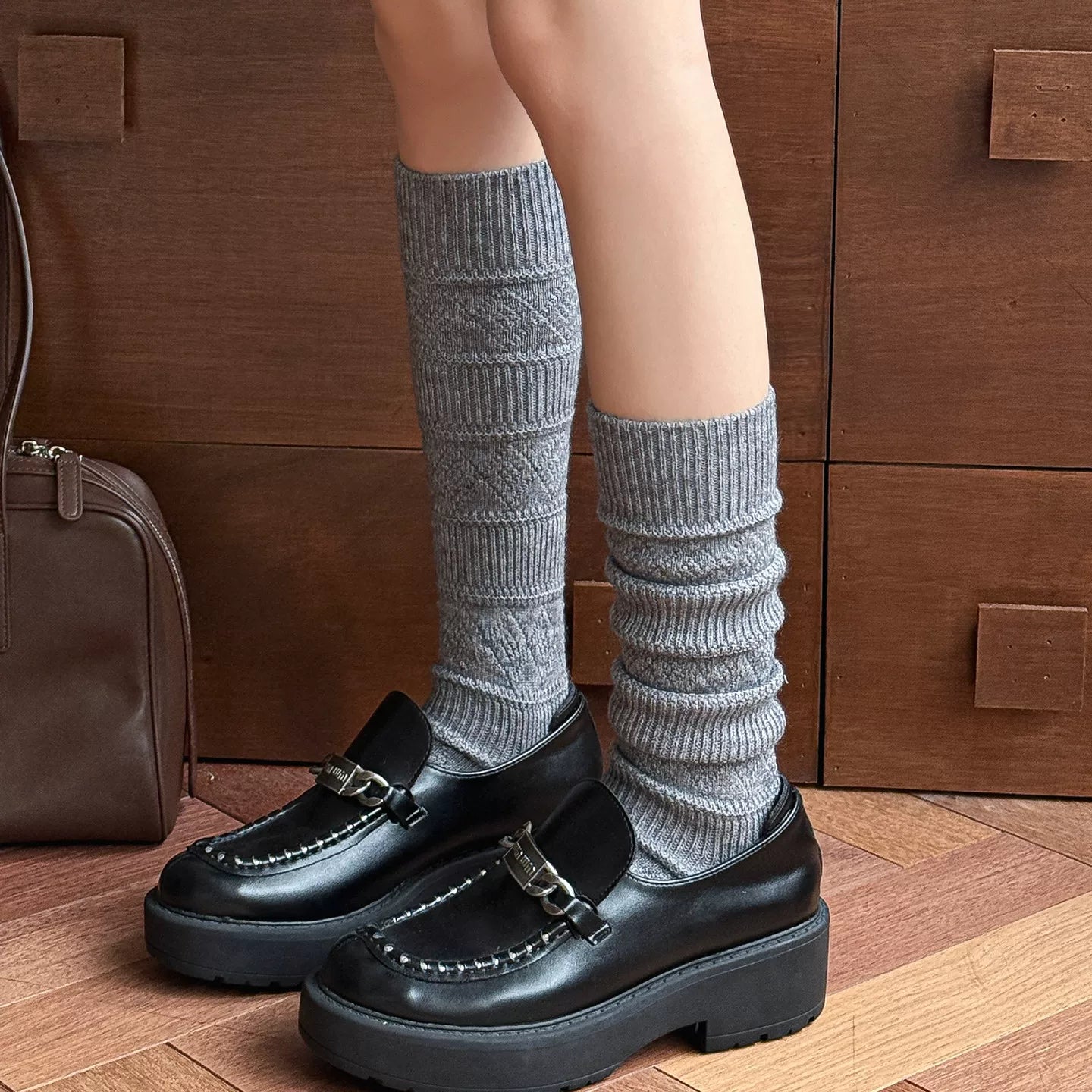 Crystorax | Warm Velvet Diamond Knit Mid-Calf Socks for Women, Korean Retro Pile Socks for Autumn and Winter