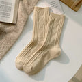 Crystorax | Textured Knit Mid-Calf Socks with Soft Pile for Women