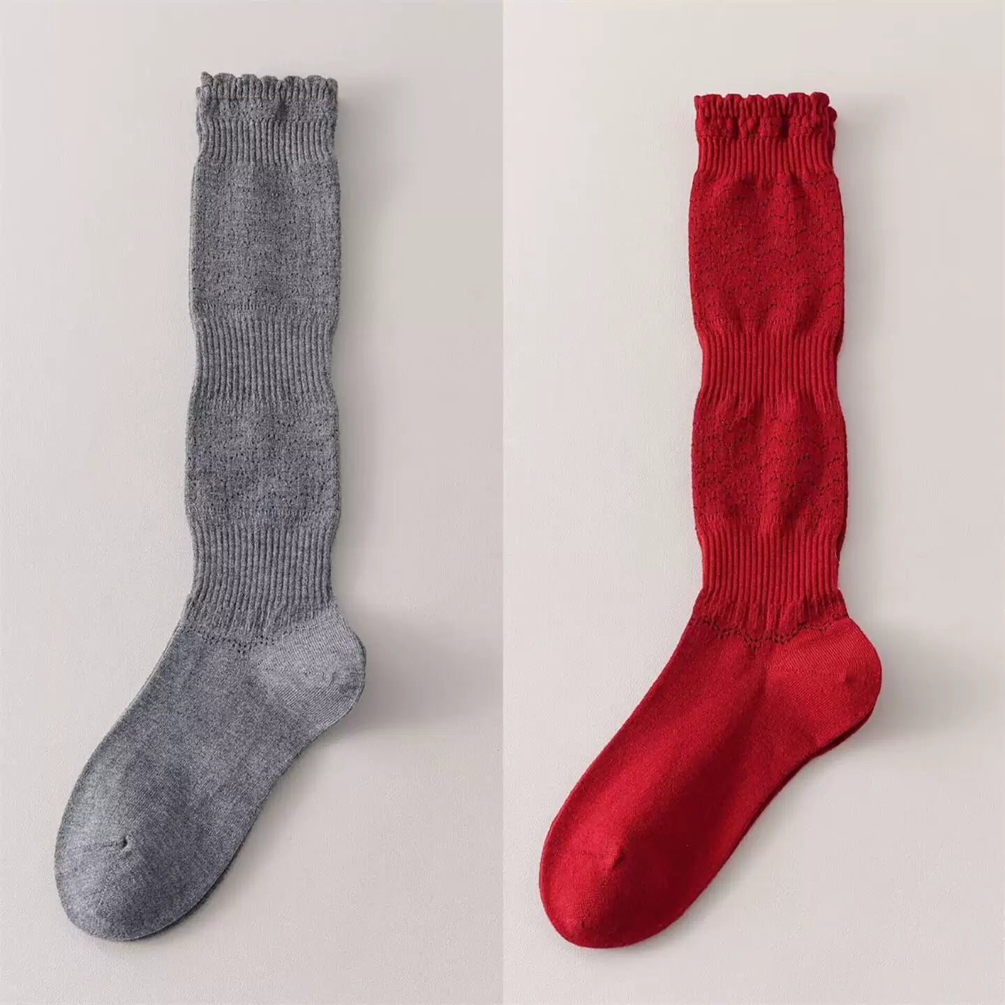 Crystorax | Women’s Merino Wool Calf Socks with Lace Knit Detail