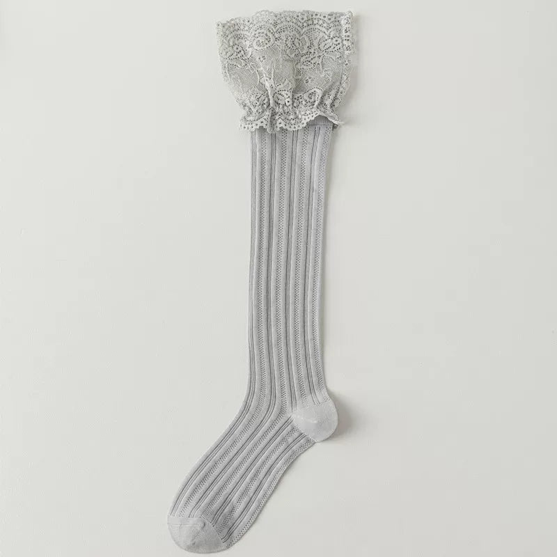 Crystorax | Women’s Lace Calf Socks with Lightweight Cotton Knit
