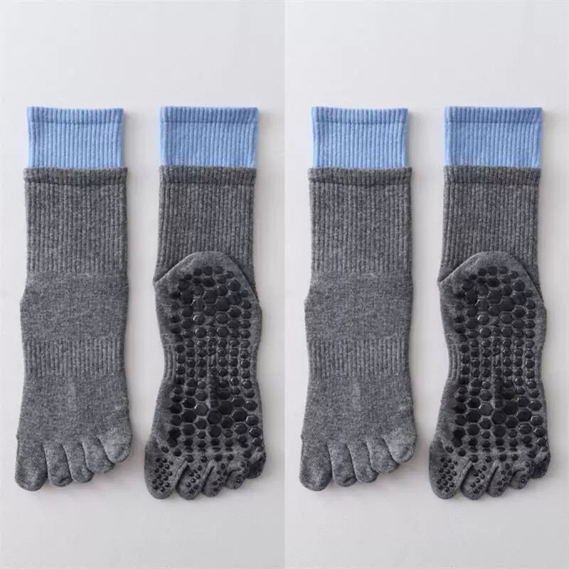 Crystorax | Five-Toe Mid-Calf Yoga Socks for Women, Non-Slip Split-Toe Pilates Socks for Indoor Fitness and Dance