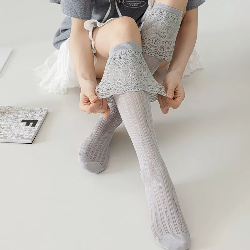 Crystorax | Women’s Lace Calf Socks with Lightweight Cotton Knit