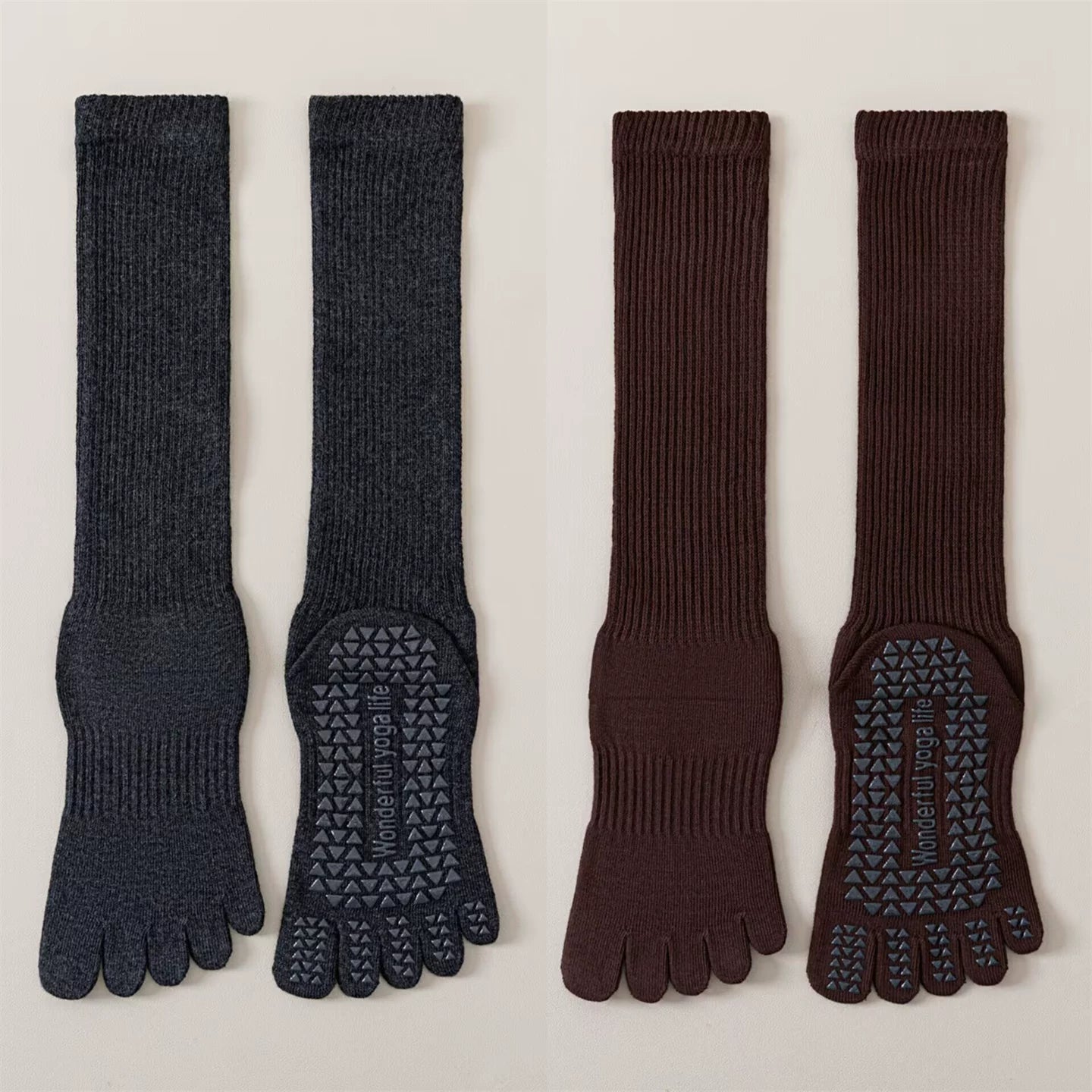 Crystorax | Women’s Five-Finger Yoga Socks with Mid-Calf Length