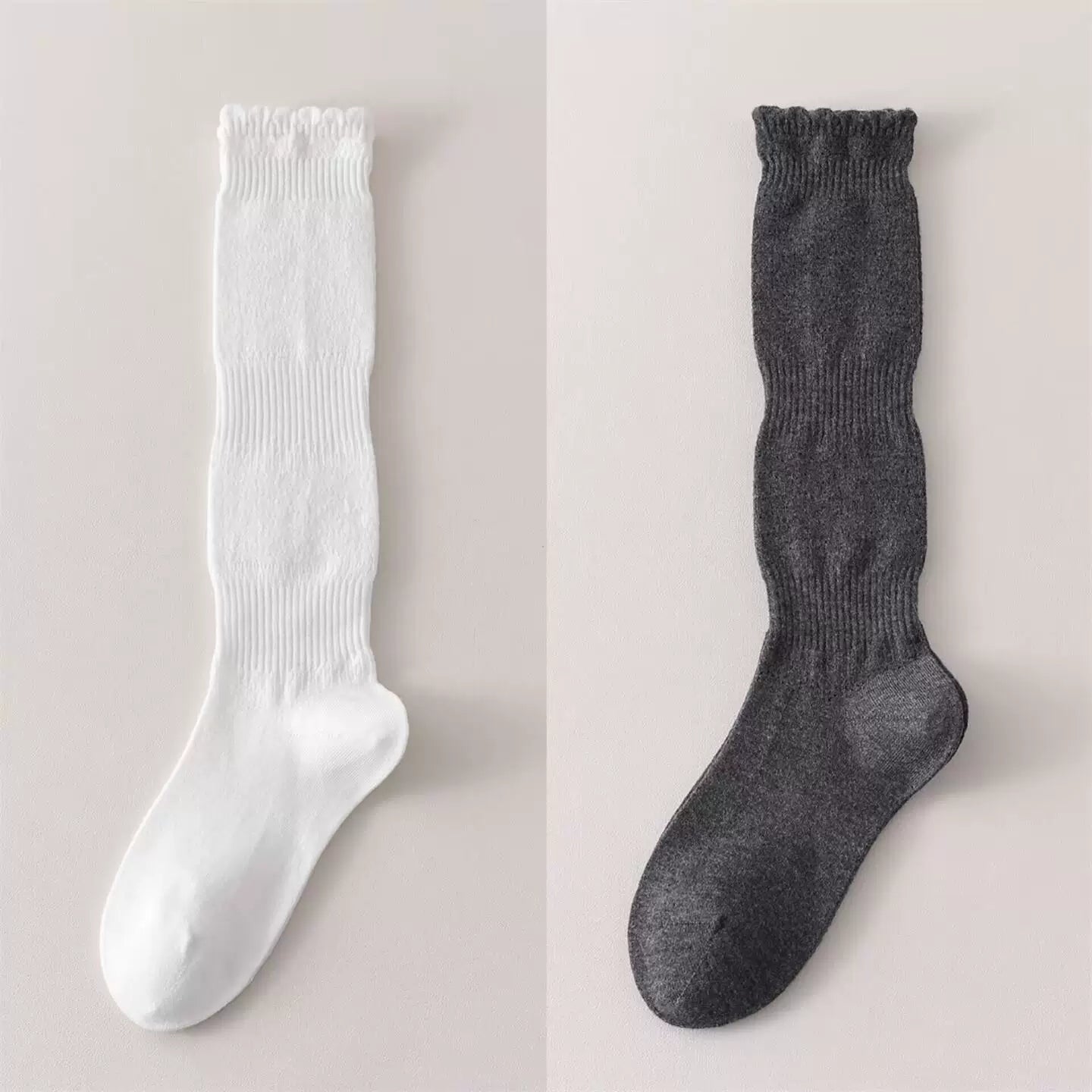 Crystorax | Women’s Merino Wool Calf Socks with Lace Knit Detail