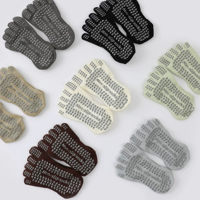 Crystorax | White Cotton Non-Slip Toe Yoga Socks for Women, Mid-Calf Pilates Socks for Indoor Fitness