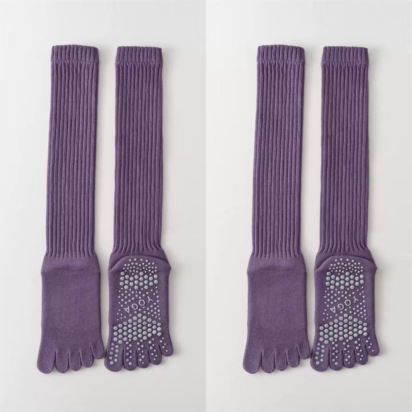 Crystorax | Thick Five-Toe Yoga Long Tube Socks for Women, Non-Slip Split-Toe Pilates Socks for Autumn and Winter