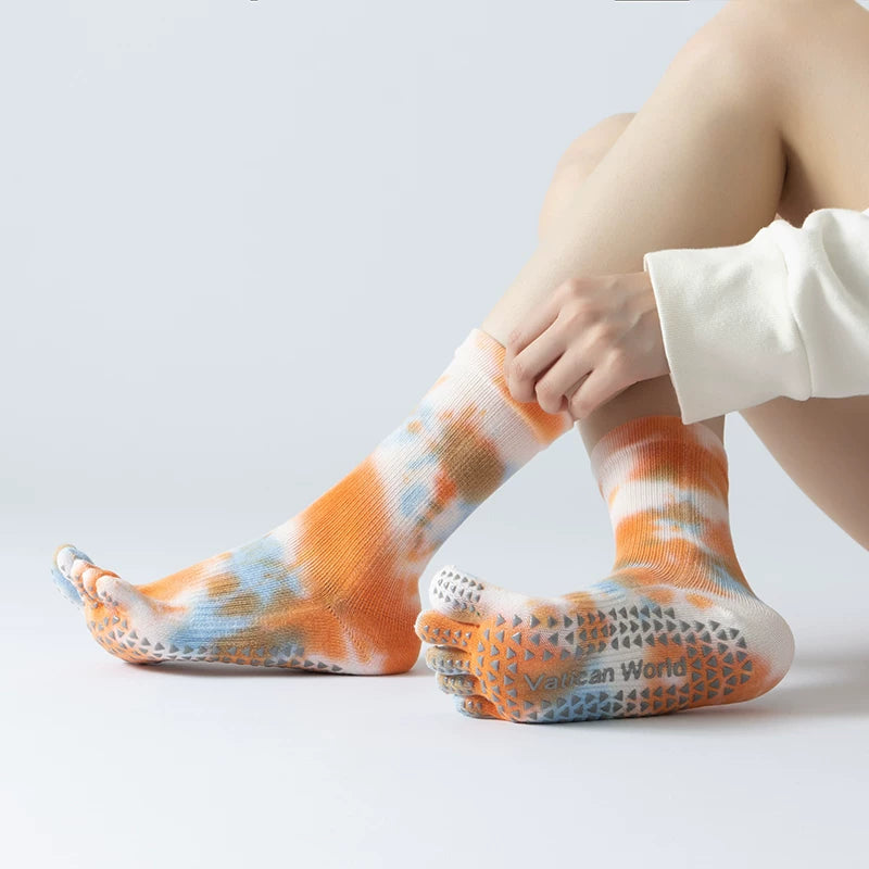 Crystorax | Non-Slip Split-Toe Mid-Calf Yoga Socks for Women, Warm Pilates Socks for Winter Indoor Fitness