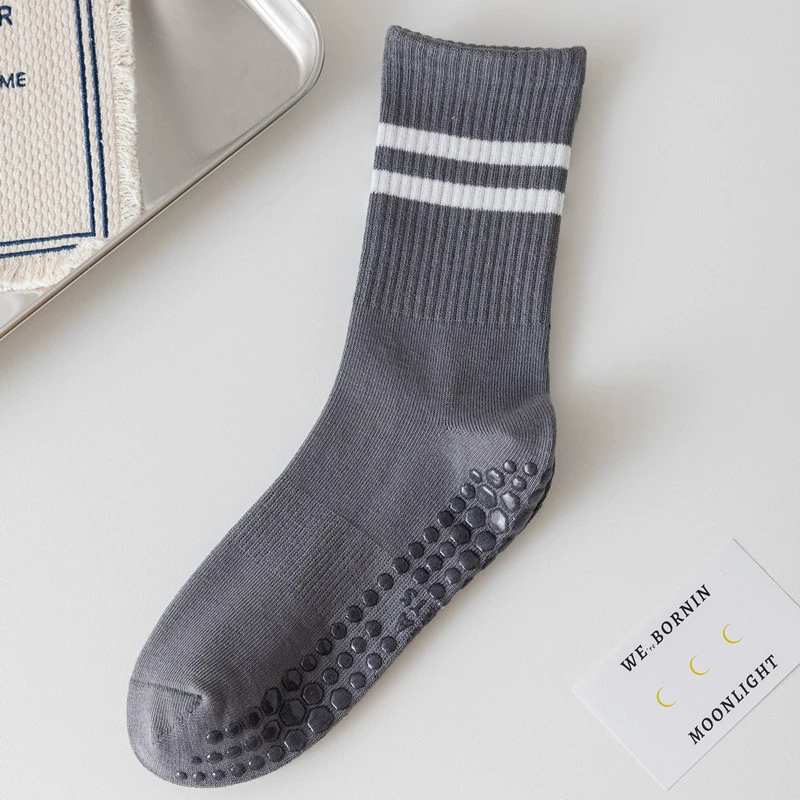 Crystorax | Solid Color Non-Slip Mid-Calf Yoga Socks for Women, Lightweight Spring and Autumn Pilates Fitness Socks