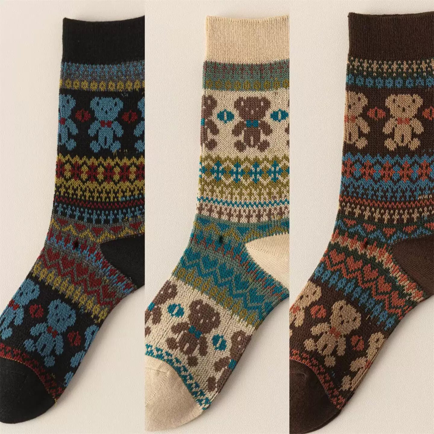 Crystorax | Thick Cotton Mid-Calf Socks with Double-Knit Pile for Women