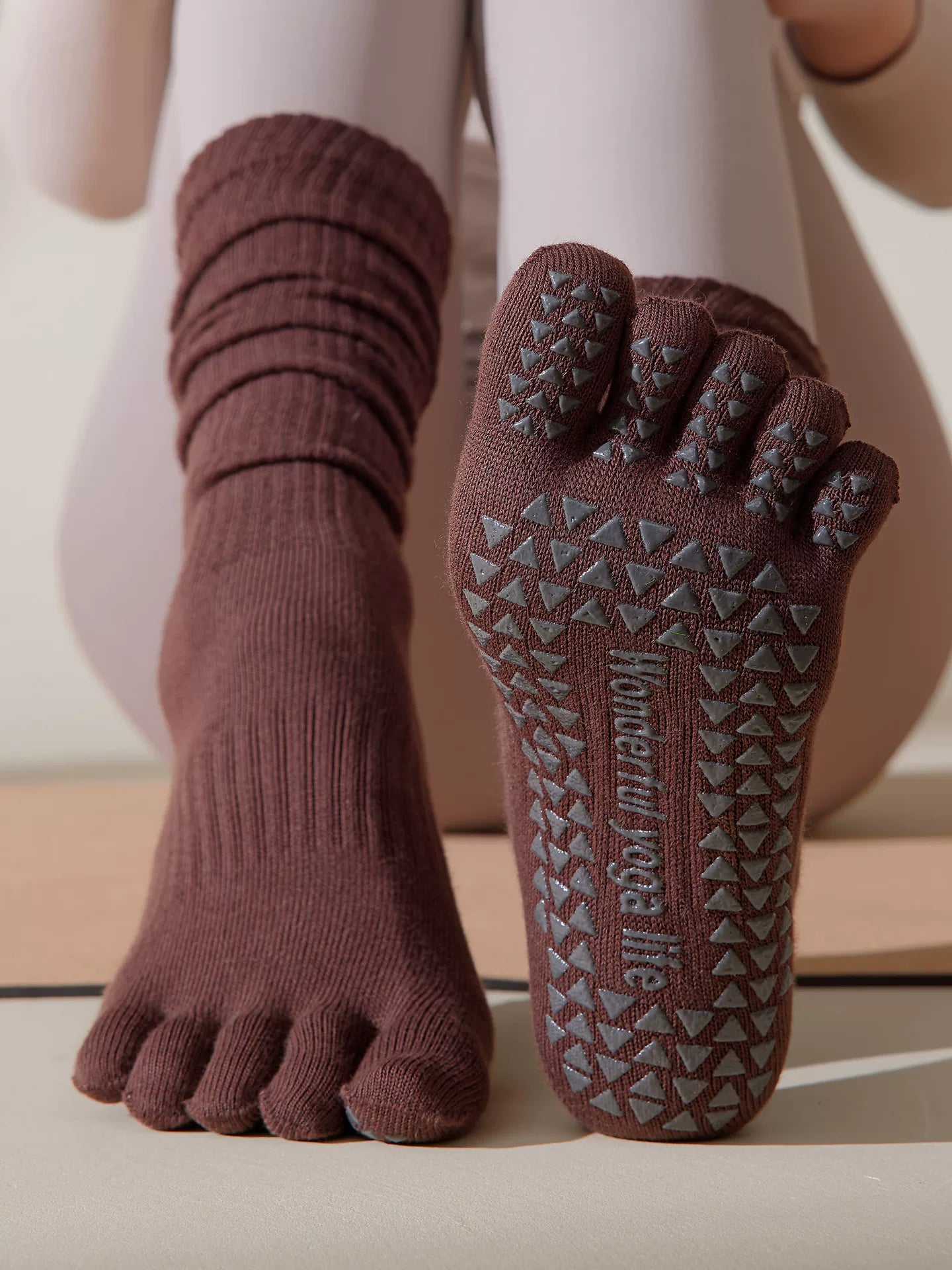 Crystorax | Women’s Five-Finger Yoga Socks with Mid-Calf Length
