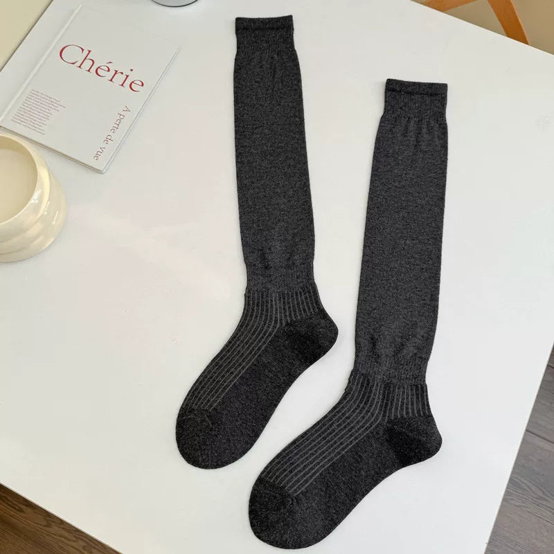 Crystorax | Solid Color Knee-Length Socks for Women with Relaxed Fit