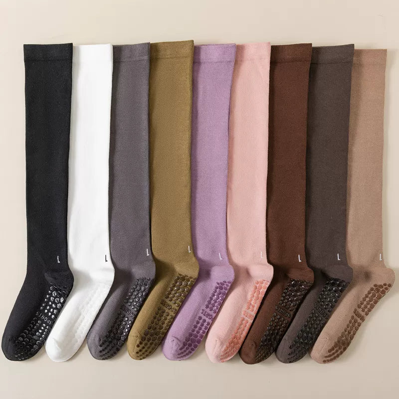 Crystorax | Non-Slip Mid-Calf Yoga Socks for Women, Long Tube Pilates and Dance Socks for Fitness Training