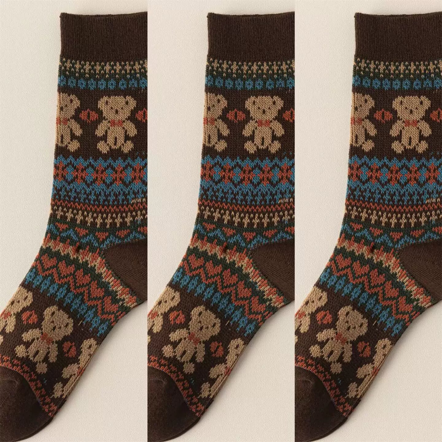 Crystorax | Thick Cotton Mid-Calf Socks with Double-Knit Pile for Women