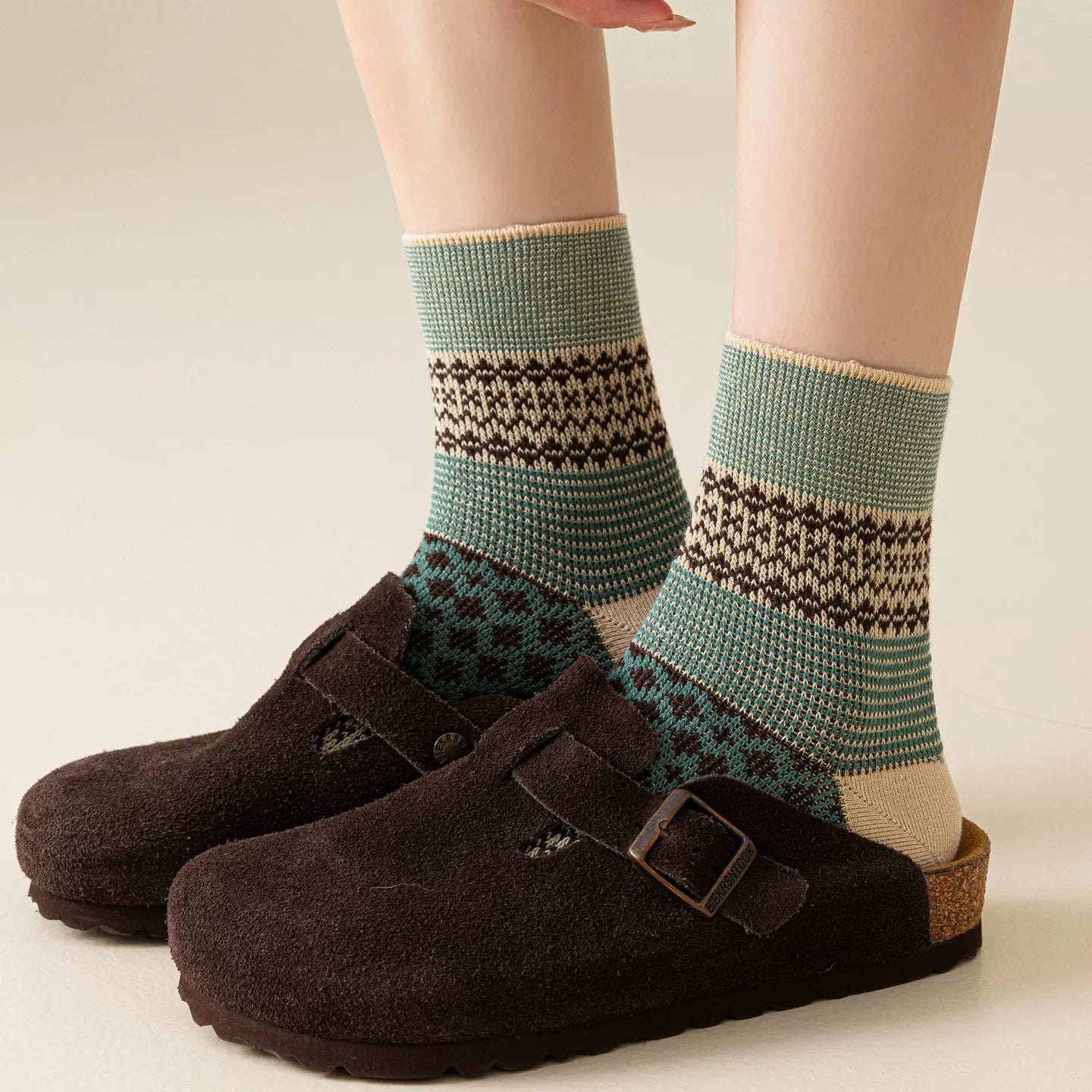 Crystorax | Cotton Mid-Calf Pile Socks for Women in Cool Weather