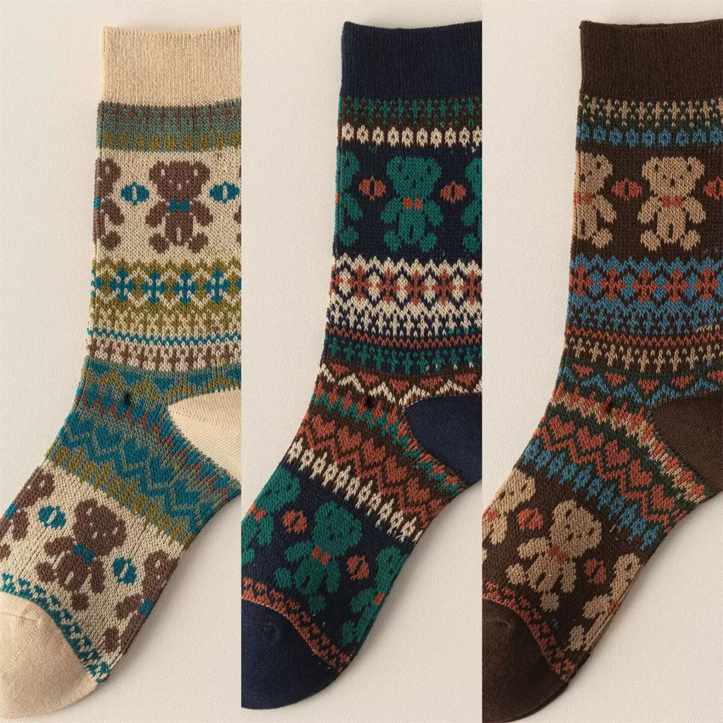 Crystorax | Thick Cotton Mid-Calf Socks with Double-Knit Pile for Women