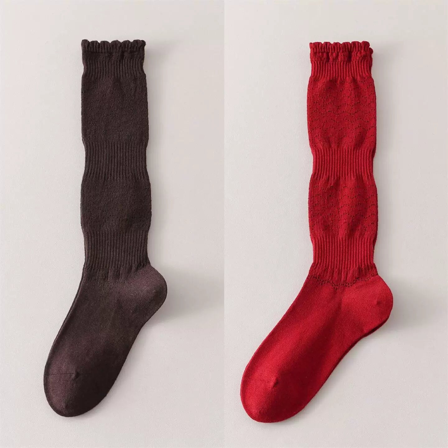 Crystorax | Women’s Merino Wool Calf Socks with Lace Knit Detail
