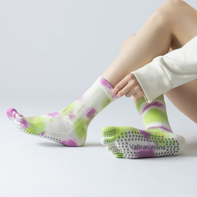 Crystorax | Non-Slip Split-Toe Mid-Calf Yoga Socks for Women, Warm Pilates Socks for Winter Indoor Fitness