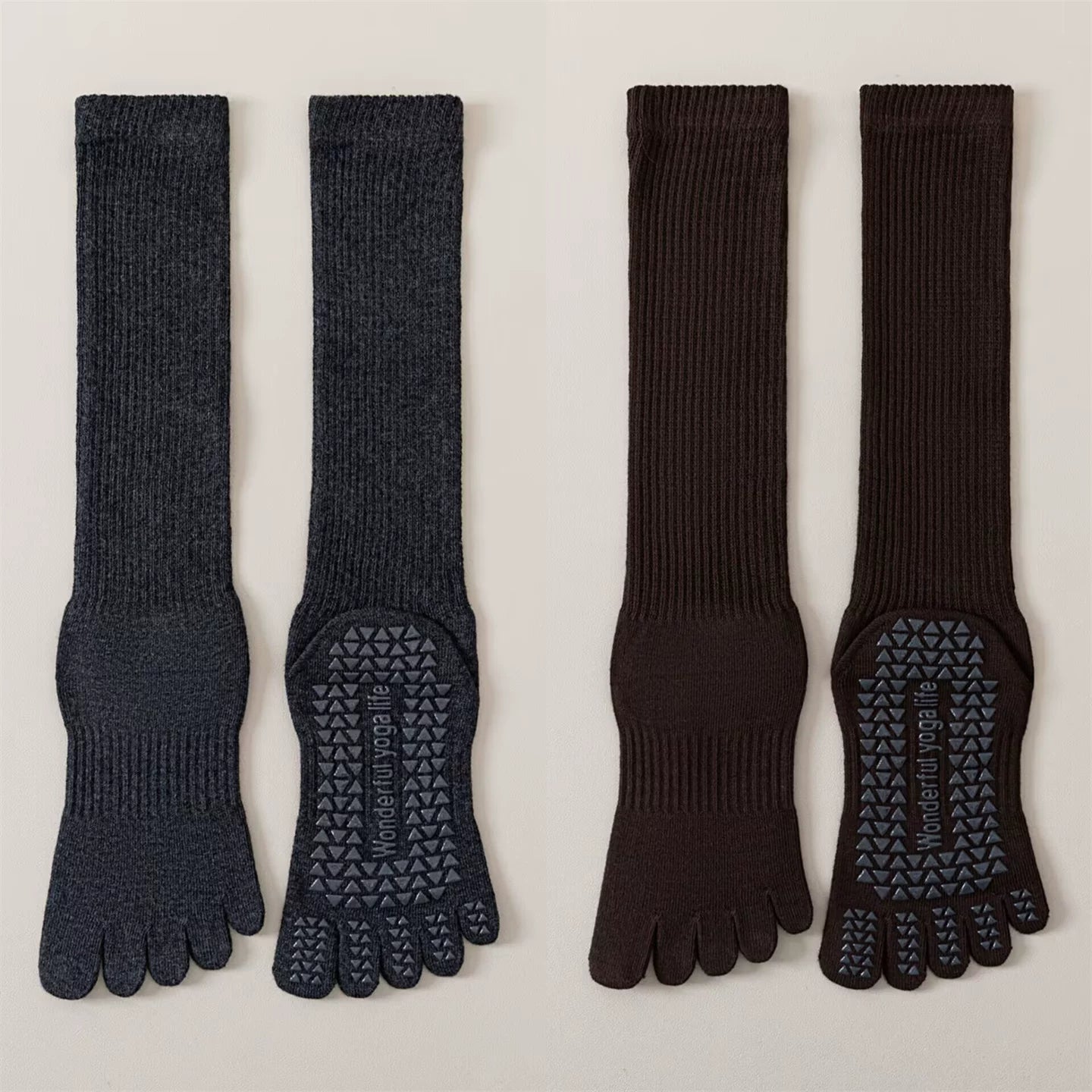 Crystorax | Women’s Five-Finger Yoga Socks with Mid-Calf Length