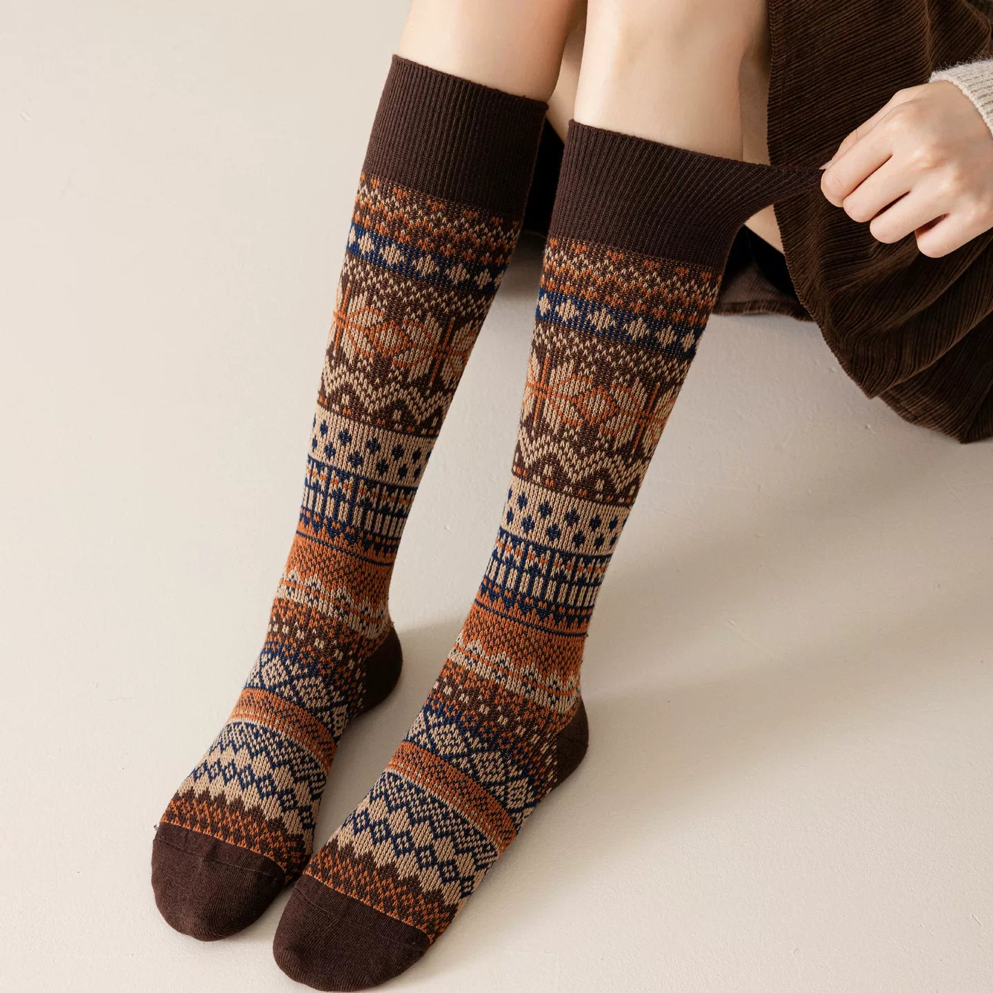 Crystorax | Women’s Cotton Calf Socks with Double-Knit Structure