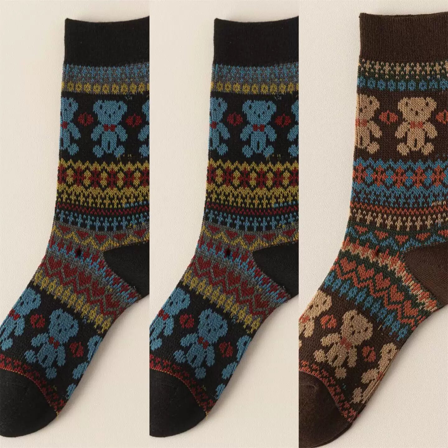 Crystorax | Thick Cotton Mid-Calf Socks with Double-Knit Pile for Women