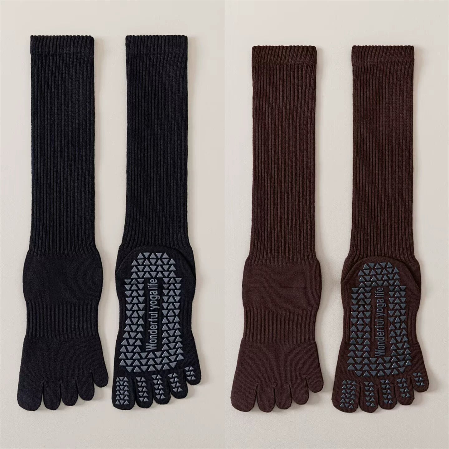 Crystorax | Women’s Five-Finger Yoga Socks with Mid-Calf Length