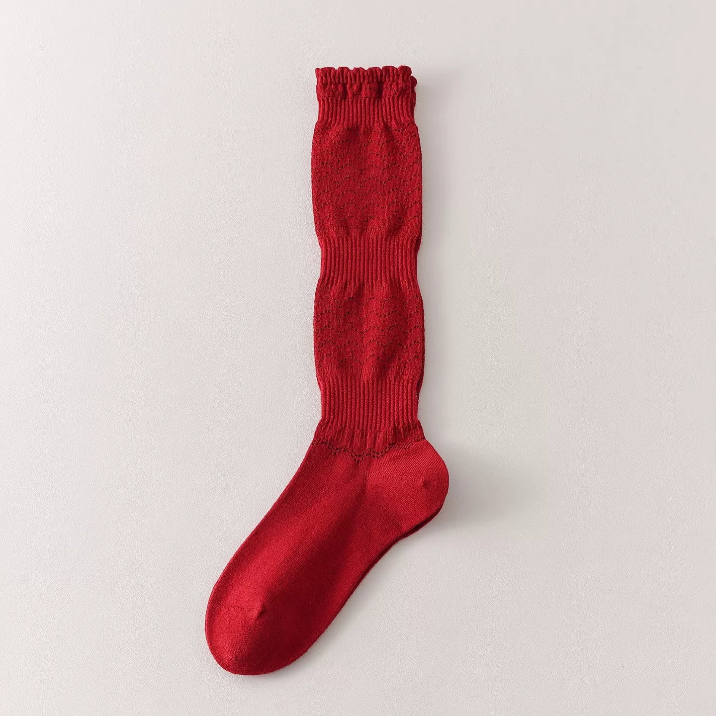 Crystorax | Women’s Merino Wool Calf Socks with Lace Knit Detail