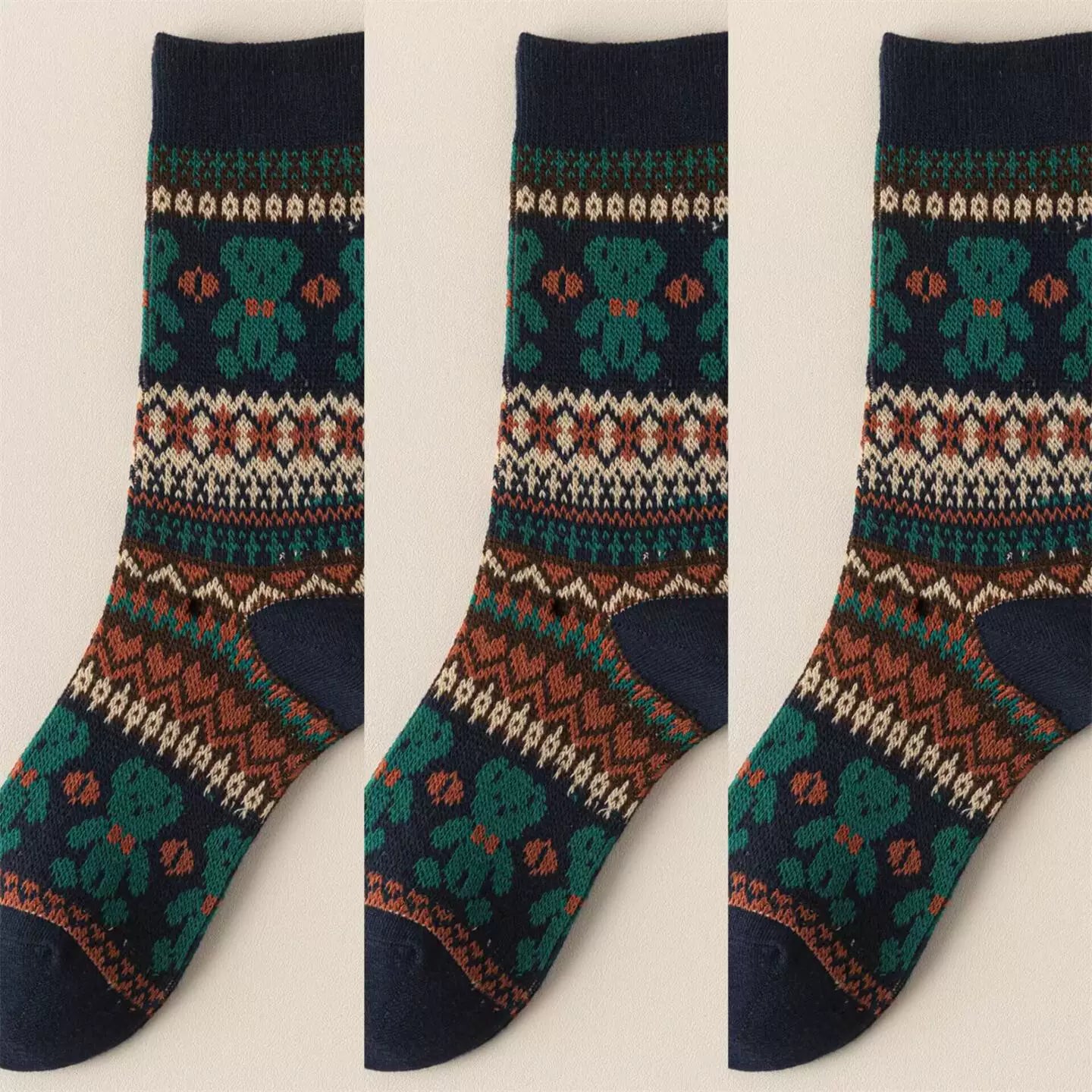 Crystorax | Thick Cotton Mid-Calf Socks with Double-Knit Pile for Women