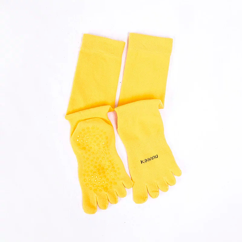 Crystorax | Split-Toe Cotton Yoga Socks for Women, Long Tube Mid-Calf Socks for Spring and Autumn Indoor Fitness