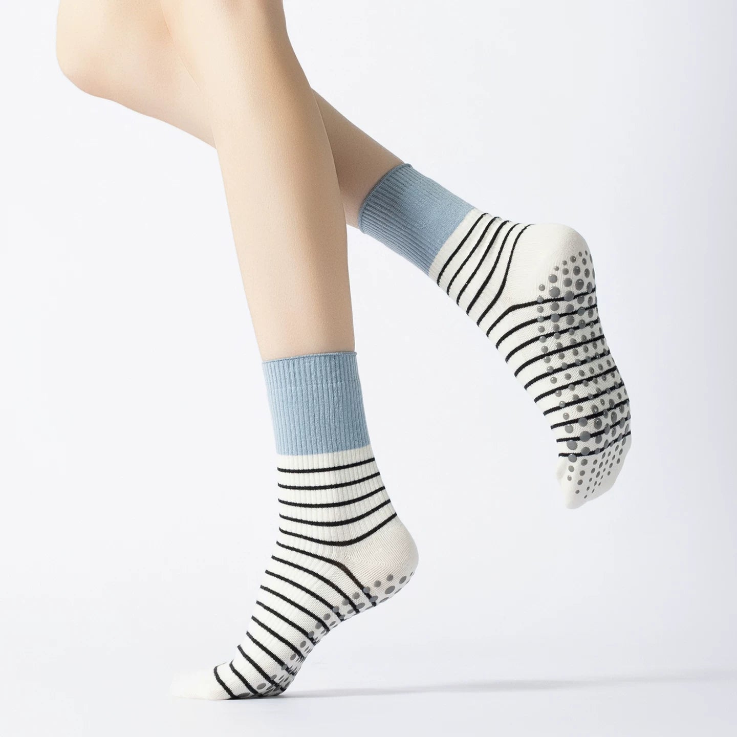 Crystorax | Striped Contrast Non-Slip Yoga Socks for Women, Lightweight Summer Pilates Socks for Indoor Fitness