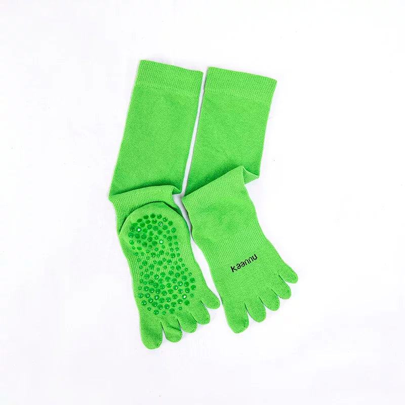 Crystorax | Split-Toe Cotton Yoga Socks for Women, Long Tube Mid-Calf Socks for Spring and Autumn Indoor Fitness