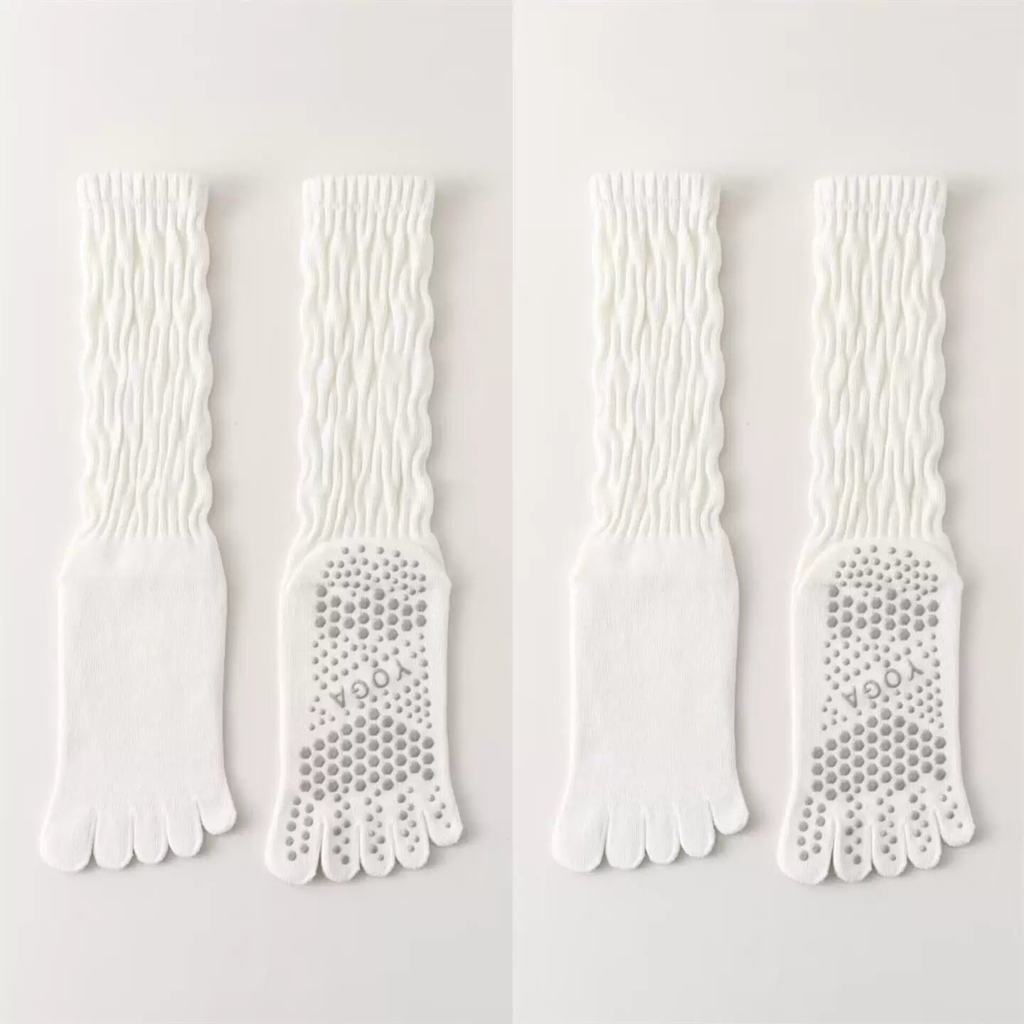 Crystorax | Five-Toe Yoga Mid-Calf Socks for Women, Non-Slip Pilates and Fitness Socks with Breathable Design