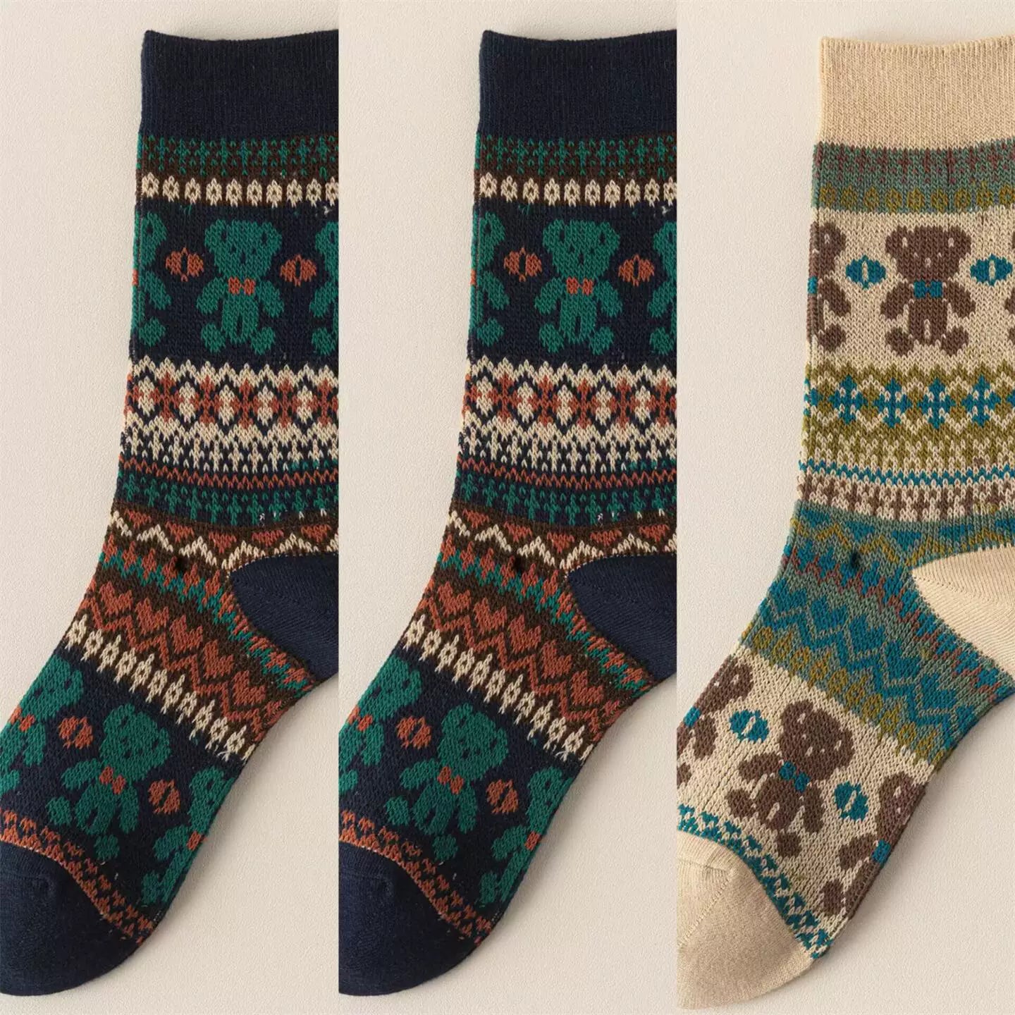 Crystorax | Thick Cotton Mid-Calf Socks with Double-Knit Pile for Women