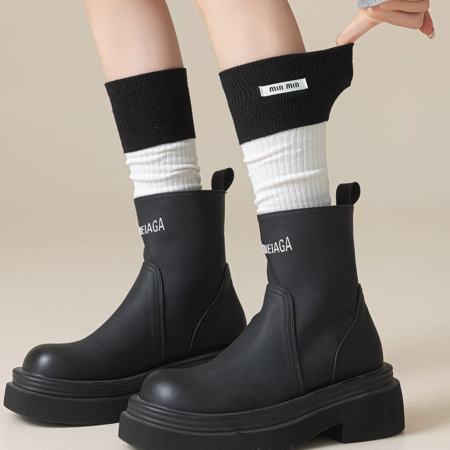 Crystorax | Calf-Length Socks for Women with Fold-Over Knit Detail