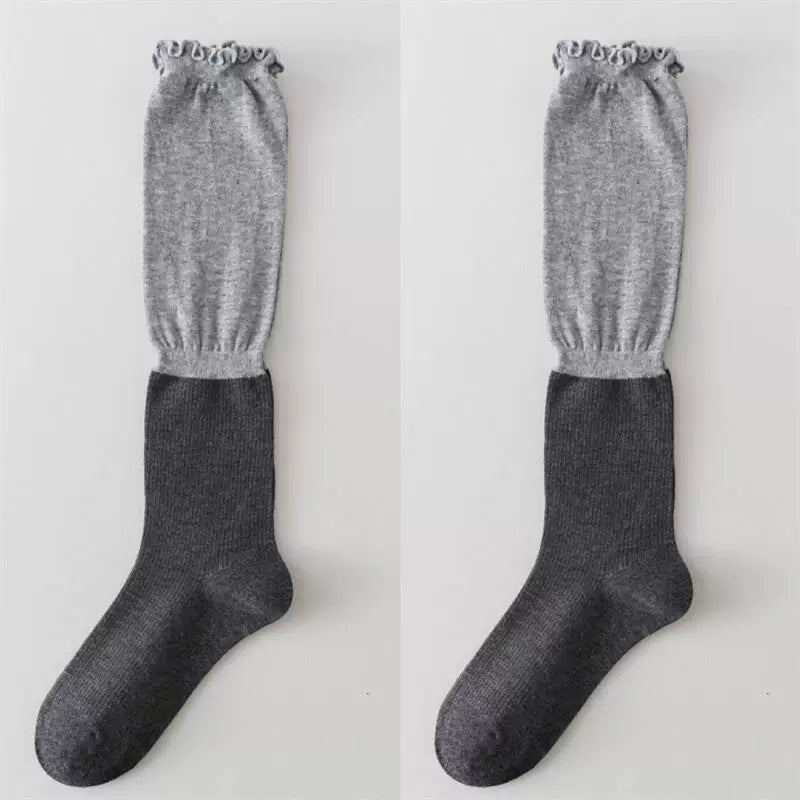 Crystorax | Women’s Lace-Trim Calf Socks for Spring and Summer Wear