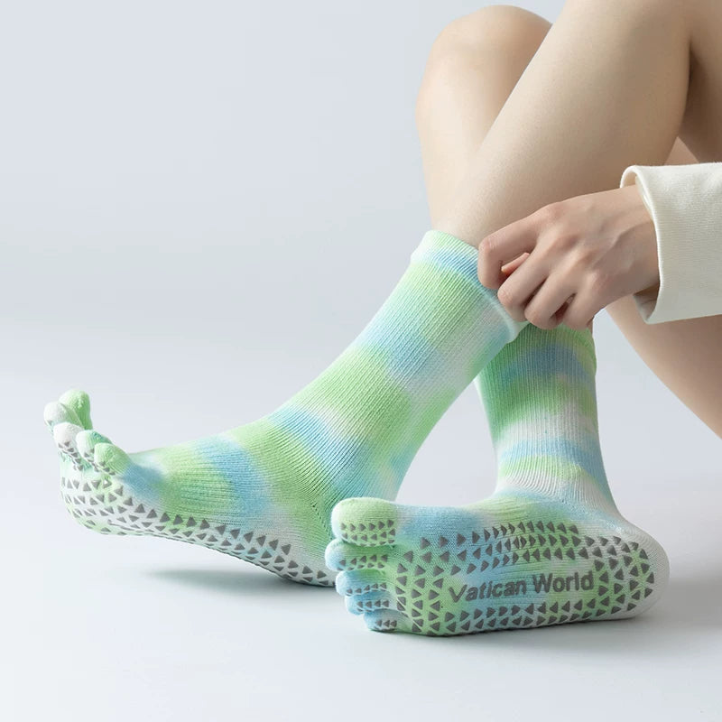 Crystorax | Non-Slip Split-Toe Mid-Calf Yoga Socks for Women, Warm Pilates Socks for Winter Indoor Fitness