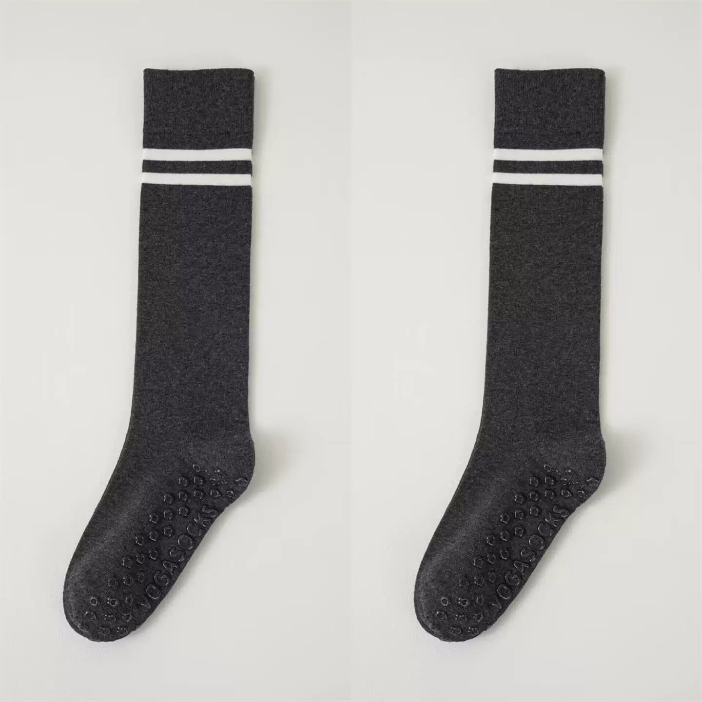 Crystorax | Striped Long Tube Yoga Socks for Women, Non-Slip Mid-Calf Pilates Socks for Indoor Fitness