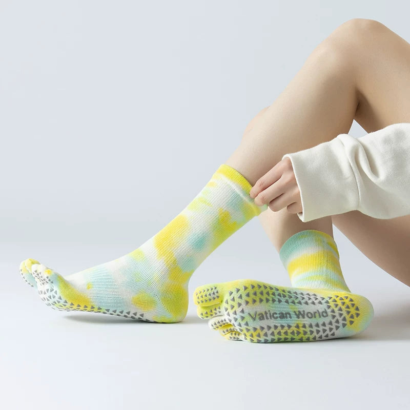 Crystorax | Non-Slip Split-Toe Mid-Calf Yoga Socks for Women, Warm Pilates Socks for Winter Indoor Fitness