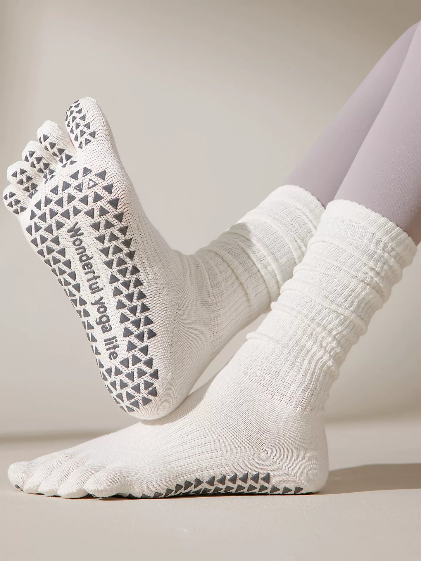Crystorax | Women’s Five-Finger Yoga Socks with Mid-Calf Length