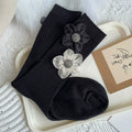 Crystorax | Elegant Floral Mesh Mid-Calf Socks for Women, Spring and Autumn Organza Flower Socks with Subtle Shine
