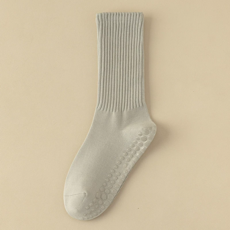Crystorax | Solid Color Non-Slip Mid-Calf Yoga Socks for Women, Lightweight Spring and Autumn Pilates Fitness Socks