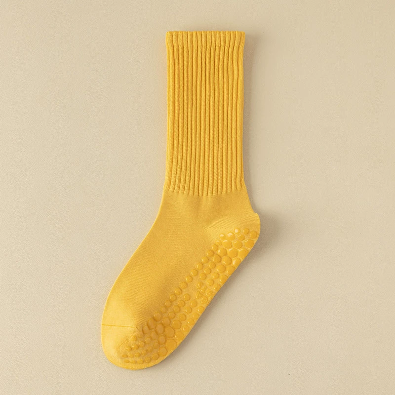 Crystorax | Solid Color Non-Slip Mid-Calf Yoga Socks for Women, Lightweight Spring and Autumn Pilates Fitness Socks