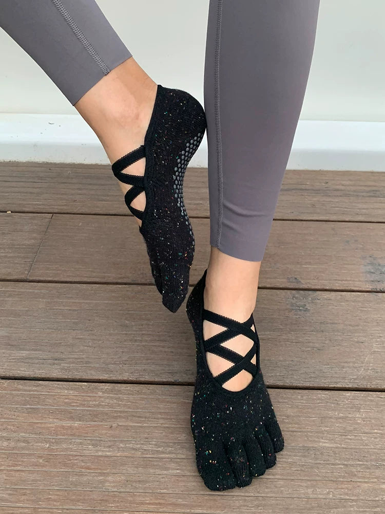 Crystorax | Five-Toe Non-Slip Yoga Socks for Women, Lightweight Summer Pilates and Dance Socks for Indoor Fitness