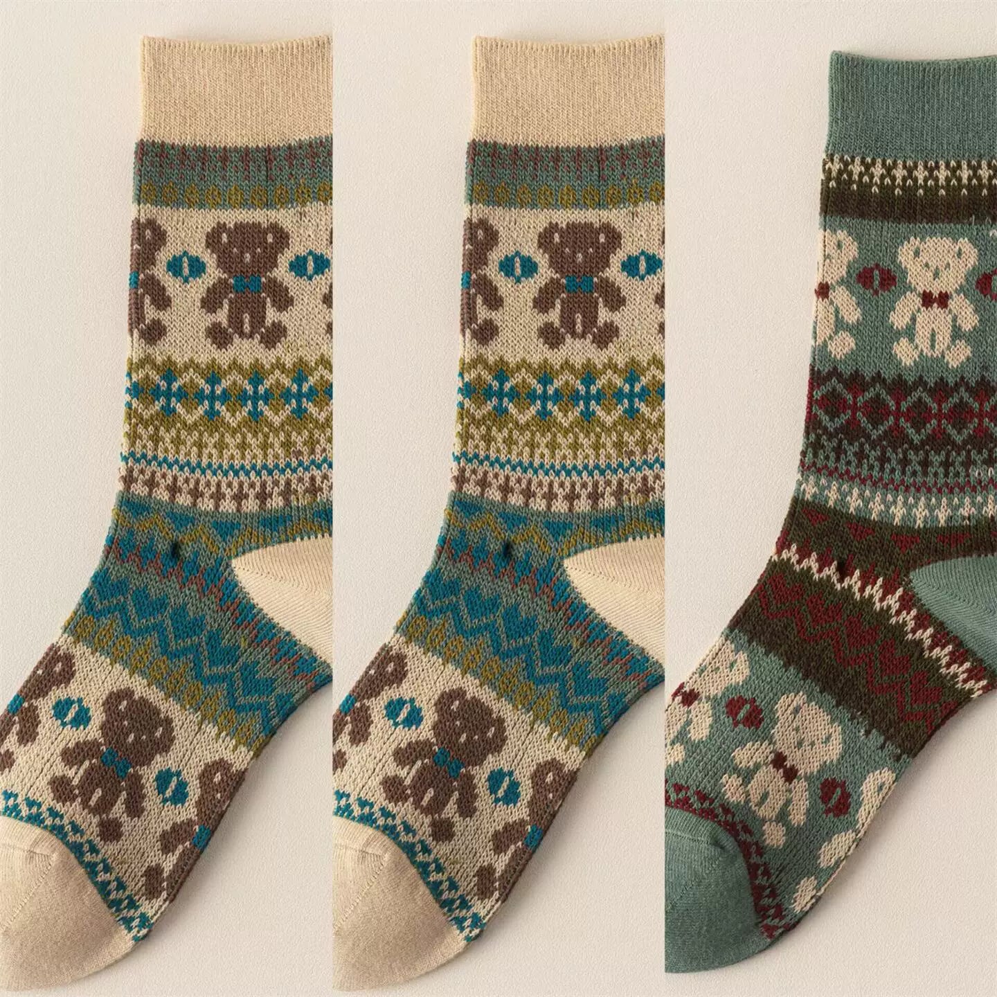 Crystorax | Thick Cotton Mid-Calf Socks with Double-Knit Pile for Women