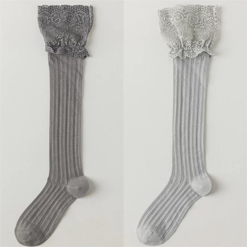 Crystorax | Women’s Lace Calf Socks with Lightweight Cotton Knit
