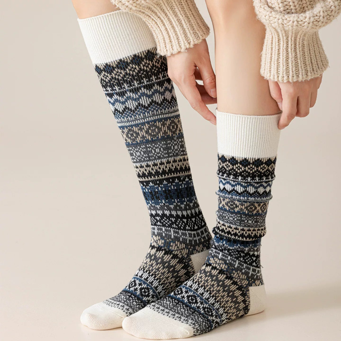 Crystorax | Women’s Thick Knit Socks with Calf Coverage for Cold Weather
