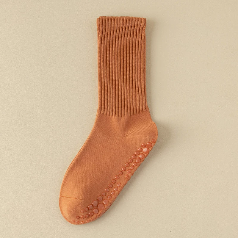 Crystorax | Solid Color Non-Slip Mid-Calf Yoga Socks for Women, Lightweight Spring and Autumn Pilates Fitness Socks